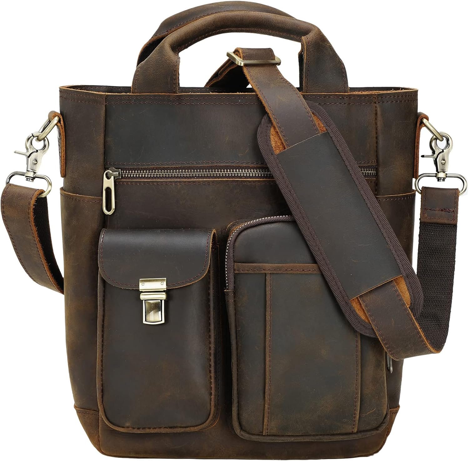 Leather Messenger Bag for Men Vintage Crossbody Shoulder Bag Business Work Man Purse Handbag fits 11" Tablet
