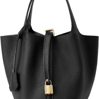 Genuine leather bucket bag for women old trend lychee drawstring soft basket tote bag