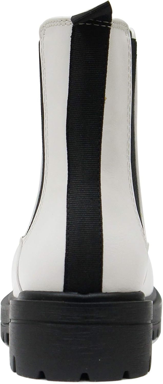 Women Lug Sole Low Heel Chelsea Fashion Ankle Bootie w/Double Elastic - Image 2