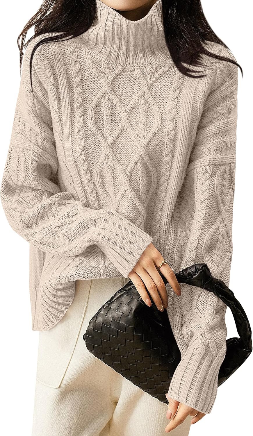 Sweaters for Women Oversized Long Sleeve Turtleneck Cable Knit Casual Loose Pullover Tops 2025 Fall Trendy Outfits