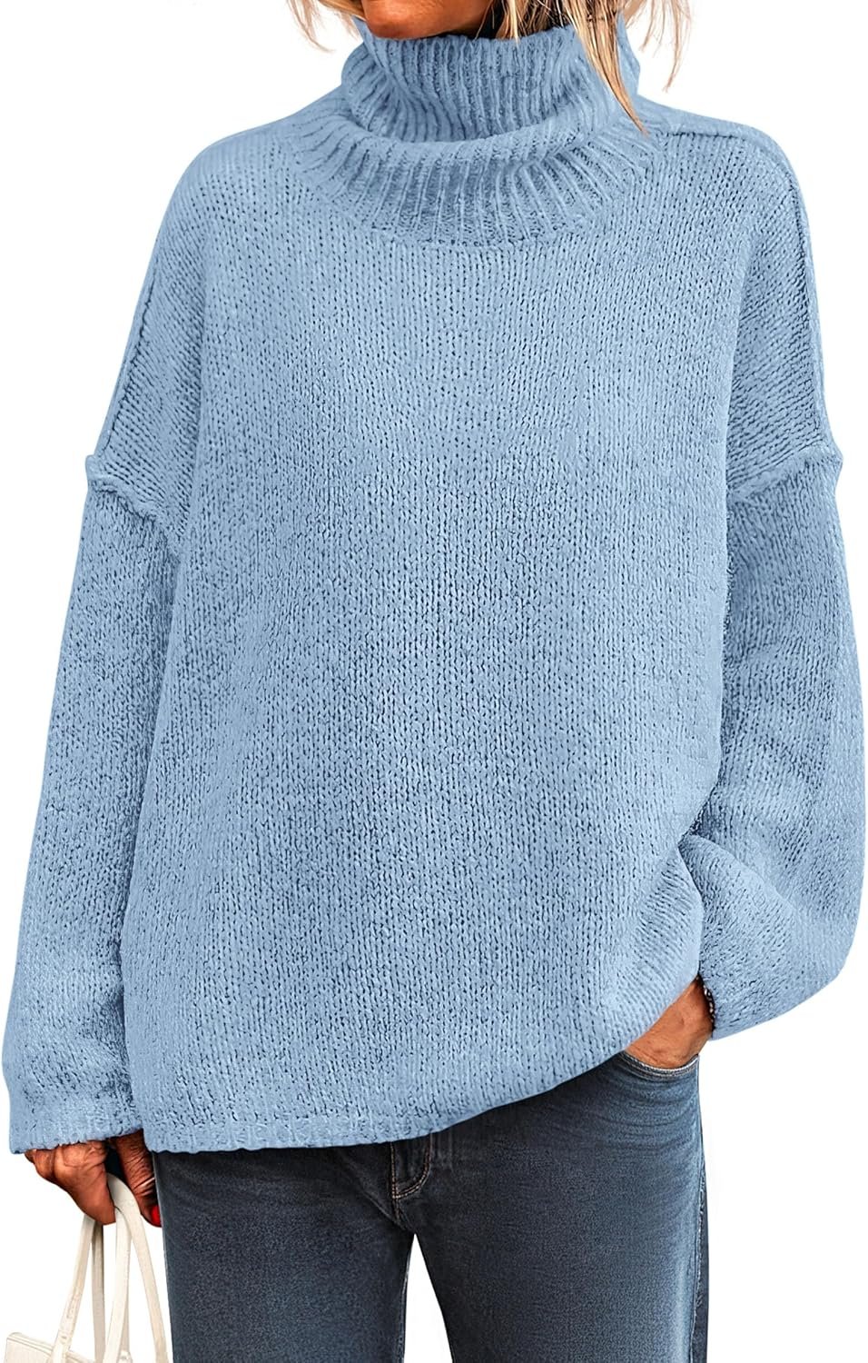 Womens Turtleneck Long Sleeve Sweater 2025 Fall Trendy Loose Fit Knit Tops Oversized Pullover Sweaters